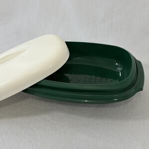 Vintage Tupperware Vegetable/Rice Steamer Bowl Set Hunter Green &White 6 Cups